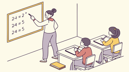 The teacher explains about matematis