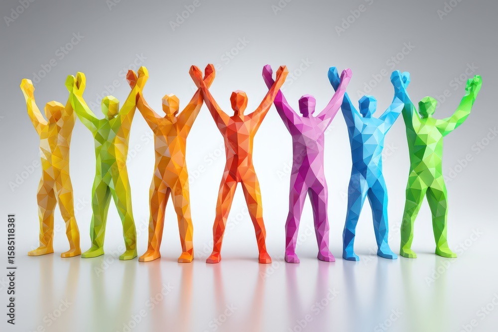 Fototapete colorful geometric figures celebrating diversity and unity showcasing the beauty of individuality in