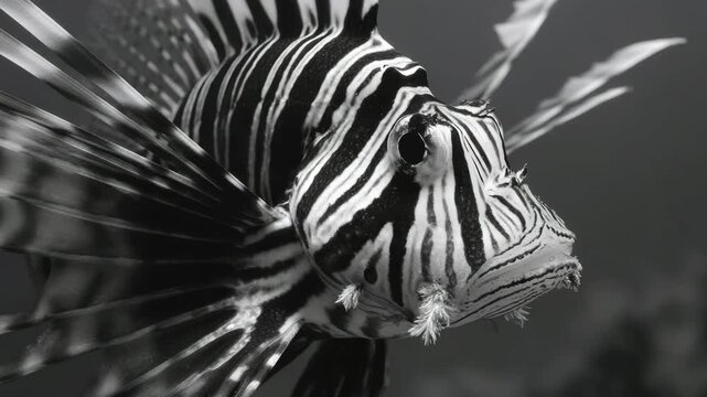 The zebra fish, Acanthurus nigrofuscus, is a black and white striped fish native to the Western Pacific.