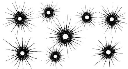 Shattered glass bullet holes in grunge style black and white art
