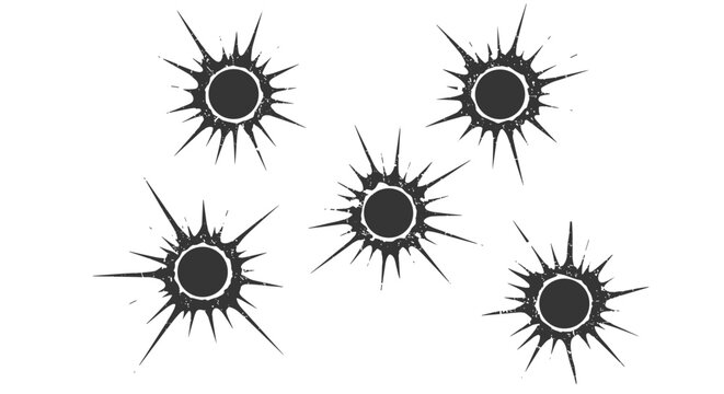 Grunge bullet hole pattern with ink splatter design elements for urban art