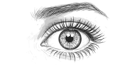 Obraz premium Realistic pencil drawing of a detailed human eye with intricate eyelashes and eyebrow