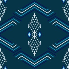 Ethnic ikat seamless pattern in tribal. Geometric ethnic ornament print. Ikat pattern style. Design for background, carpet, wallpaper, clothing, wrapping, batik, fabric, Vector, illustration