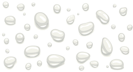 Glossy water droplets on white background seamless pattern