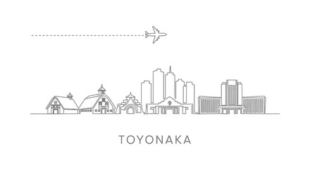 Fototapeta premium Toyonaka Japan skyline Minimal vector.