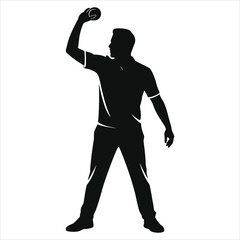 Male Bowler Silhouette - Bowling Sport & Leisure Vector Art.