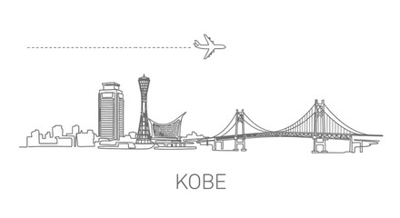 Fototapeta premium Kobe Skyline City Architecture Vector.