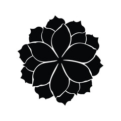 Petal Prism Silhouette Design: Symmetrical Black Floral Art