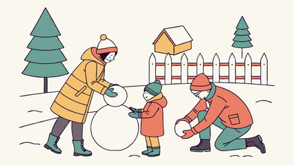 Playing in the snow with mom and dad