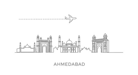 Obraz premium Ahmedabad Skyline Minimal with Travel India.