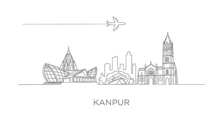 Fototapeta premium Kanpur Skyline Minimalist Cityscape Vector Art.