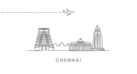 Naklejka premium Chennai Skyline Travel to India.