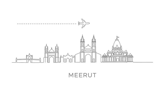 Meerut with India skyline Travel concept Vector.