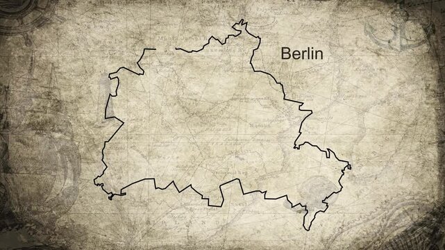 Berlin map drawn on a cartography background sheet of paper