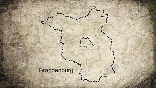 Brandenburg map drawn on a cartography background sheet of paper