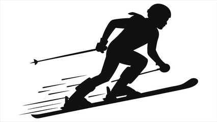 Dynamic Skier Silhouette with Motion Blur – Perfect for Winter Sports Marketing, Athletic Event Promotion, Ski Apparel Design, or Active Lifestyle Content.

