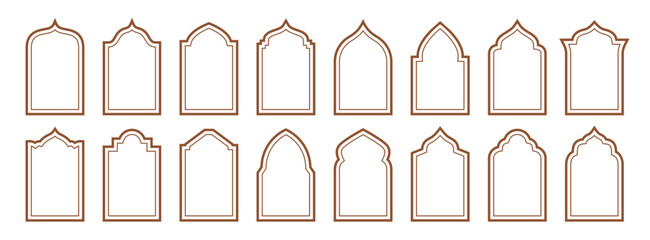 Arab arch door line set. Islamic window or gate. style outline islamic ramadan kareem and eid mubarak windows and arches