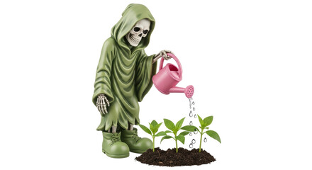 Isolated Grim Reaper Watering Plants