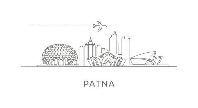 Patna Skyline Vector with India Cityscape, and Travel.