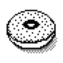 Donut pixel isometric black white vector style for decoration, pattern, menu