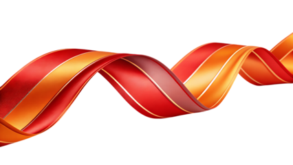 Flowing red and orange ribbons with gold trim abstract