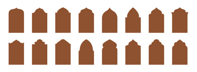 Collection of Islamic door and window shape. Arch window vector set