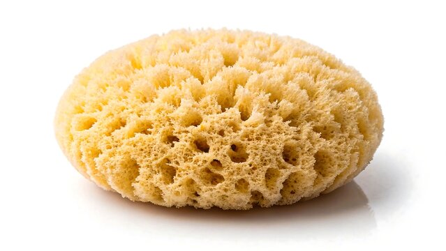 Natural sea sponge for bath and body care on white background

