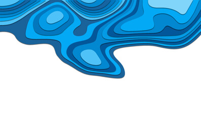 Abstract flowing blue liquid with paper layer