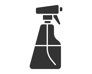 A stylized spray bottle icon, symbolizing cleaning, hygiene, or disinfection. Suitable for web design, mobile apps, or print media related to household chores and sanitation.