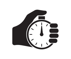 Black hand holding stopwatch timer time