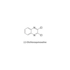 2,3-Dichloroquinoxaline skeletal structure. halogen quinoxaline compound schematic illustration. Simple diagram, chemical formula.