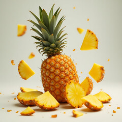 Falling pieces of pineapple