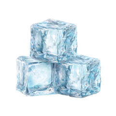 Ice cubes isolated on transparent background cutout