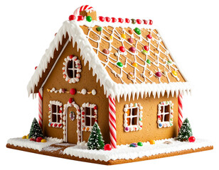 gingerbread house on white background