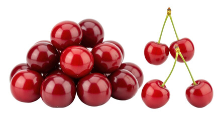 Isolated Pile of Red Cherries