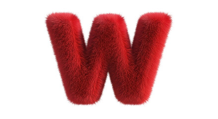 Isolated Red Furry Letter W