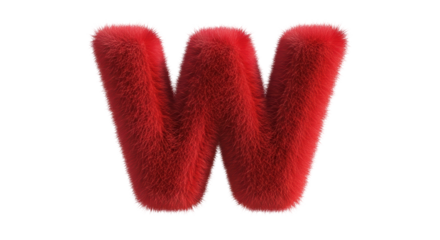 Isolated Red Furry Letter W