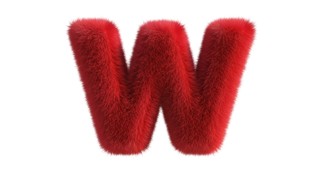 Isolated Red Furry Letter W