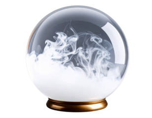 Crystal spell orb with swirling smoke inside, isolated on a transparent background