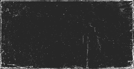 Texture of old surface on black background with white scratches. Worn, torn, weathered effect. Distressed black texture. Vector illustration, EPS 10.