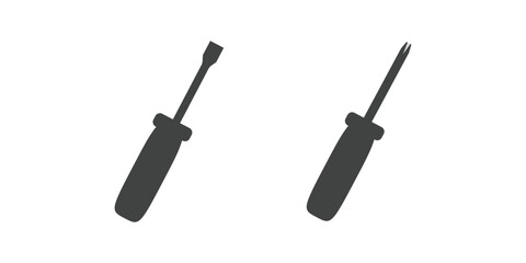 Screwdriver tool icon set isolated on white background