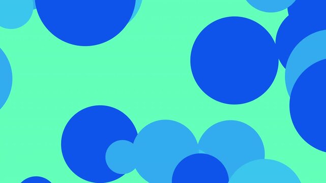 Animaci&oacute;n de c&iacute;rculos azules sobre fondo verde menta