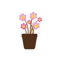 Blossoming Beauty Simple pink flowers in a pot creates a delicate and cheerful design. The illustration is perfect for a touch of nature and positivity.