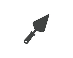 Silhouette icon of a masonry trowel tool.