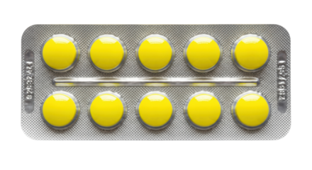 Isolated Yellow Lozenges in Blister Pack
