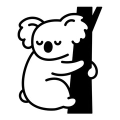 Koala icon, symbolizing calmness, Australian wildlife, and eucalyptus forests.