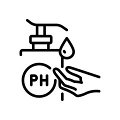 PH balanced packaging of cosmetics and hygienic product. Optimal level of acidity and alkalinity. Hygiene Skin, Wash, Cleansing Concept. Isolated Vector Icon