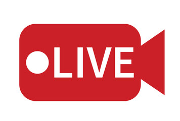 live icon red glossy icon  video recording device red and white minimalist design