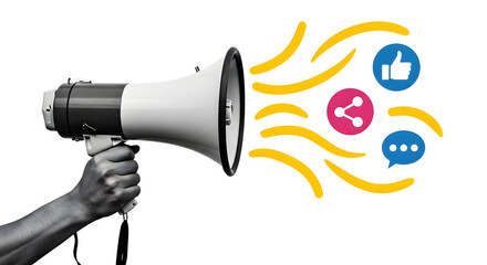 Megaphone with Social Media Icons