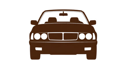 Isolated Front Silhouette of a Sedan Car